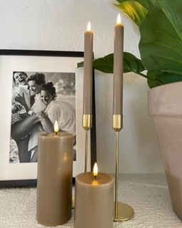 Kronelys 2 stk - Led - beige